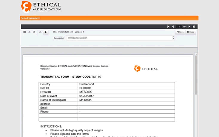 eAdjudication Redaction
